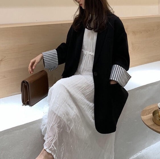 レディース ジャケット 上着 テーラードジャケット 羽織り アウター オーバーサイズ スーツ ラペルネック ストライプ インスタ映え 可愛い かわいい 韓国 かっこいい カジュアル 大人 上品 lou レディース ジャケット 上着 テーラードジャケット 羽織り アウター オーバーサイズ スーツ ラペルネック ストライプ インスタ映え 可愛い かわいい 韓国 かっこいい カジュアル 大人 上品 lou