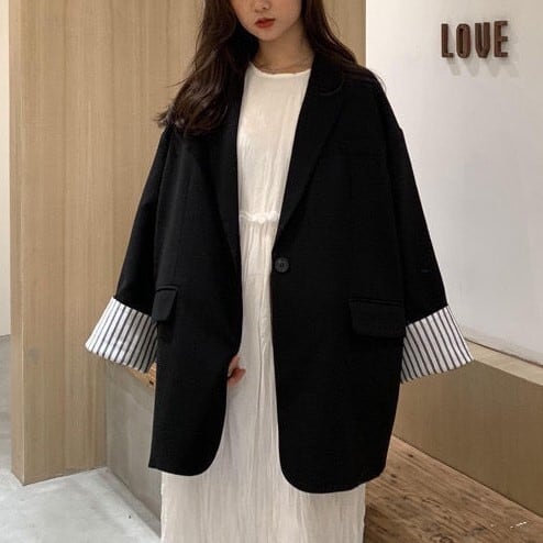 レディース ジャケット 上着 テーラードジャケット 羽織り アウター オーバーサイズ スーツ ラペルネック ストライプ インスタ映え 可愛い かわいい 韓国 かっこいい カジュアル 大人 上品 lou レディース ジャケット 上着 テーラードジャケット 羽織り アウター オーバーサイズ スーツ ラペルネック ストライプ インスタ映え 可愛い かわいい 韓国 かっこいい カジュアル 大人 上品 lou