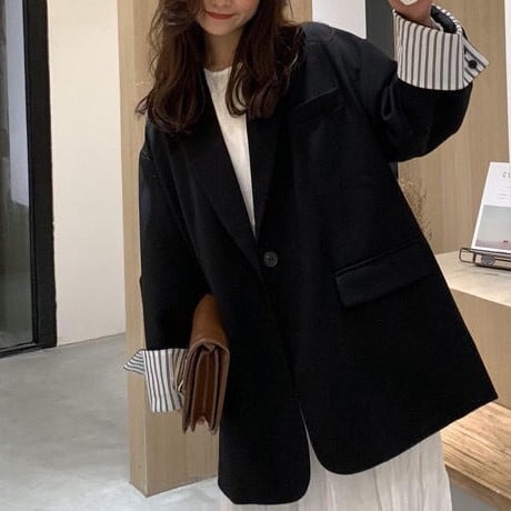 レディース ジャケット 上着 テーラードジャケット 羽織り アウター オーバーサイズ スーツ ラペルネック ストライプ インスタ映え 可愛い かわいい 韓国 かっこいい カジュアル 大人 上品 lou レディース ジャケット 上着 テーラードジャケット 羽織り アウター オーバーサイズ スーツ ラペルネック ストライプ インスタ映え 可愛い かわいい 韓国 かっこいい カジュアル 大人 上品 lou