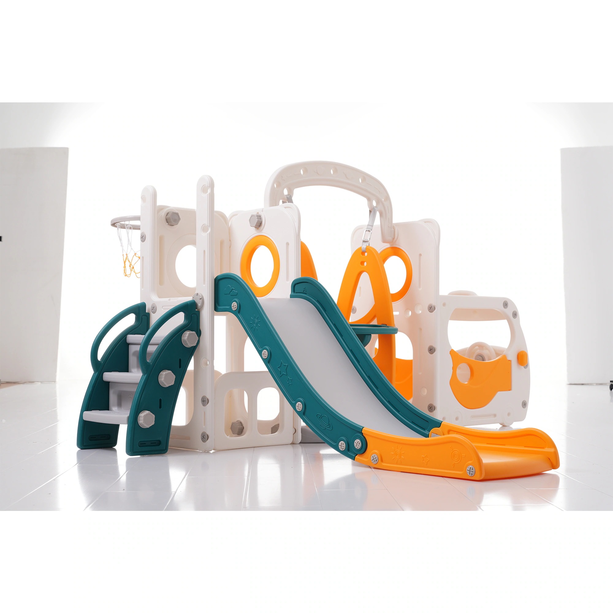 1573滑り台 すべり台 遊具 室内 バスケットボール 収納スペース付き 組立簡単 室内遊具 大型遊具 すべりだい スウィング キッズパーク バスケットゴール 屋内 家庭用 キッズ 子供 誕生日 プレ