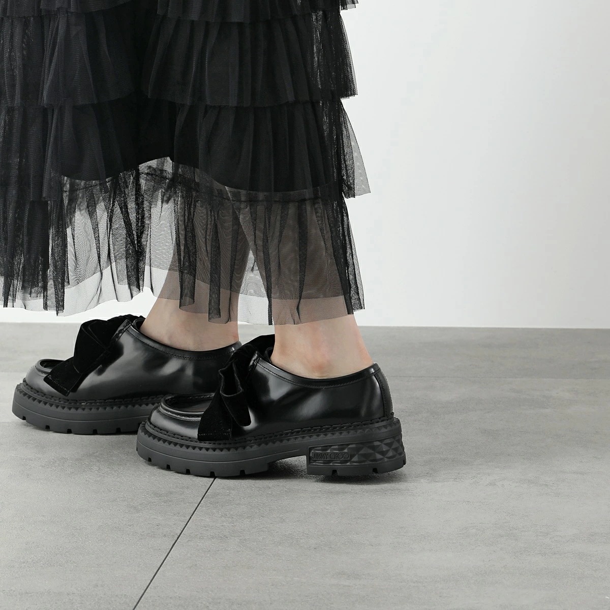 Jimmy Choo ジミーチュウ ローファー MARLOW MOCASSIN/F HJW マーロー モカシン レディース リボン ベルベット ベロア シューズ 【mega】