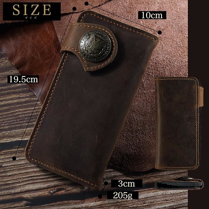 バイカーズウォレット 長財布 ライダースウォレット レザーウォレット 二つ折り メンズ 本革 革財布 牛革( インディアン)