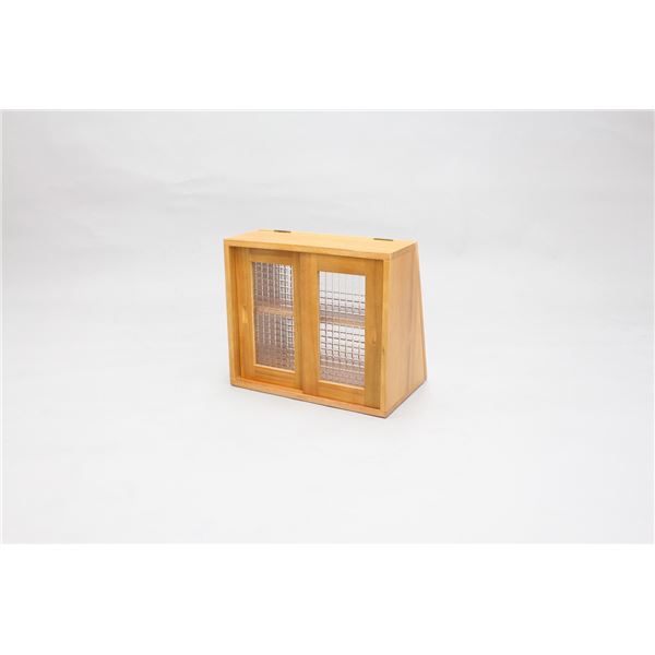 キッチンラック 約幅40x高さ35cm ライトブラウン 軽量 木製 可動棚 扉付 完成品