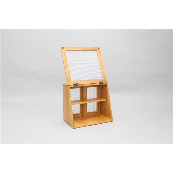 キッチンラック 約幅40x高さ35cm ライトブラウン 軽量 木製 可動棚 扉付 完成品