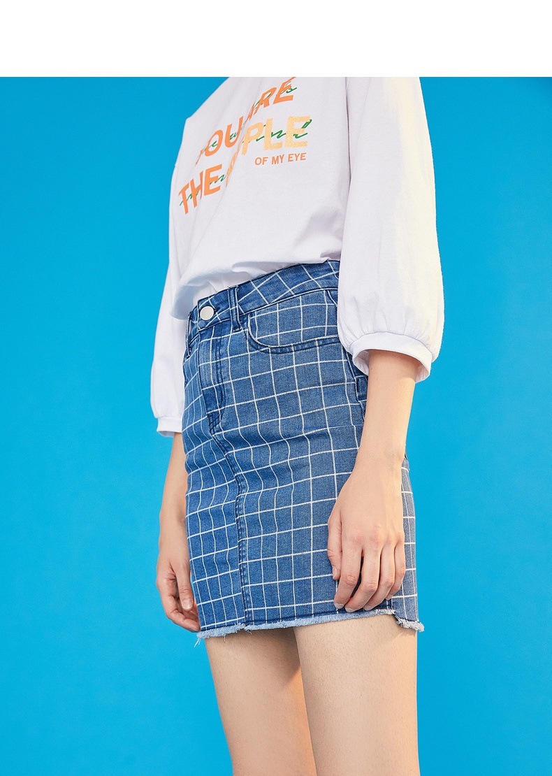 チェックスカート デニム レディース スカート ミニ 韓国 ミニスカート タイト おしゃれ 20代 30代 夏 春 切りっぱなし ショート 女性 カジュアル ハイウエスト　599