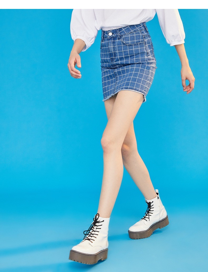 チェックスカート デニム レディース スカート ミニ 韓国 ミニスカート タイト おしゃれ 20代 30代 夏 春 切りっぱなし ショート 女性 カジュアル ハイウエスト　599