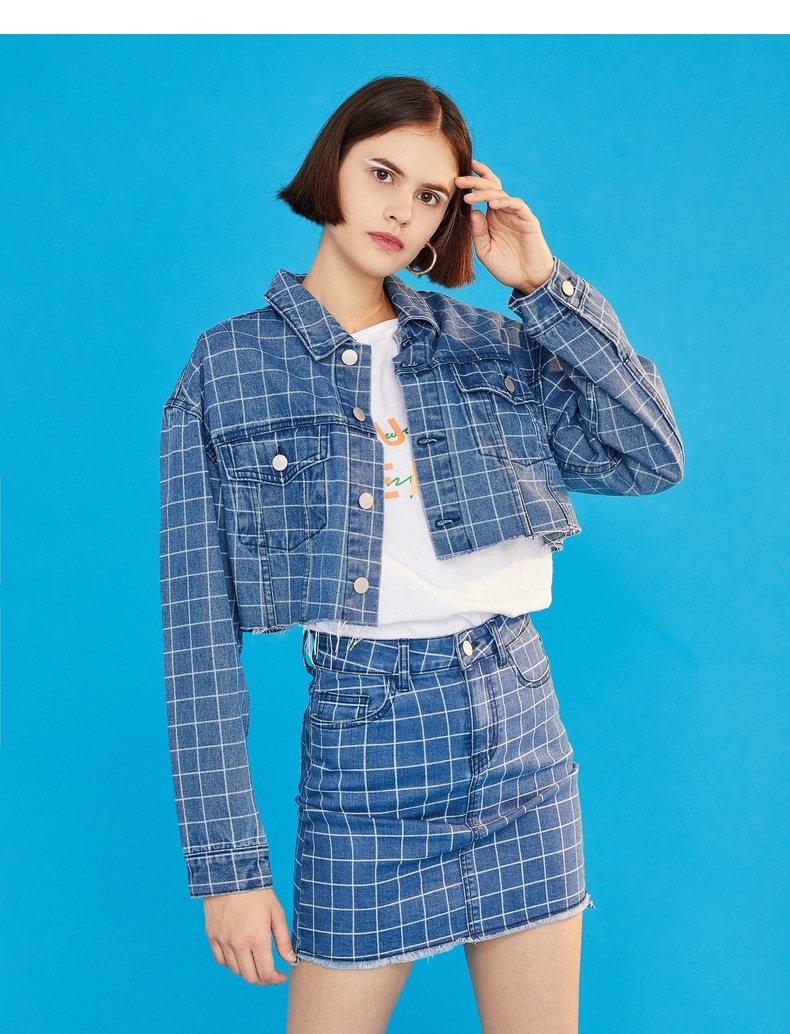 チェックスカート デニム レディース スカート ミニ 韓国 ミニスカート タイト おしゃれ 20代 30代 夏 春 切りっぱなし ショート 女性 カジュアル ハイウエスト　599