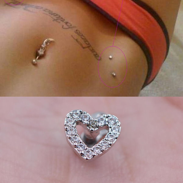 Qoo10] ボディピアス クリスタルハート ダーマル