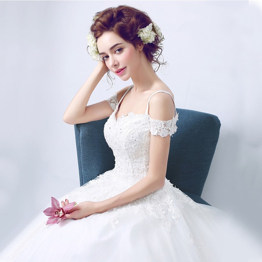 ウエディングドレス 安い 二次会 ウェディングドレス 結婚式 プリンセスライン エンパイア 花嫁 披露宴 ロングドレス ブライダル 白 姫系