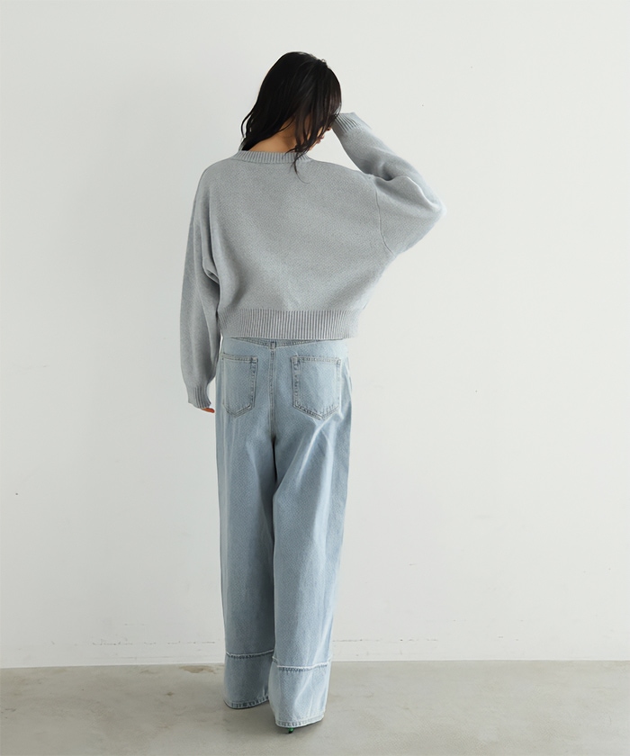 [NEW] ふわふわとしたファーを飾り付け ファーポンポン付きニット 31919 2024冬新作