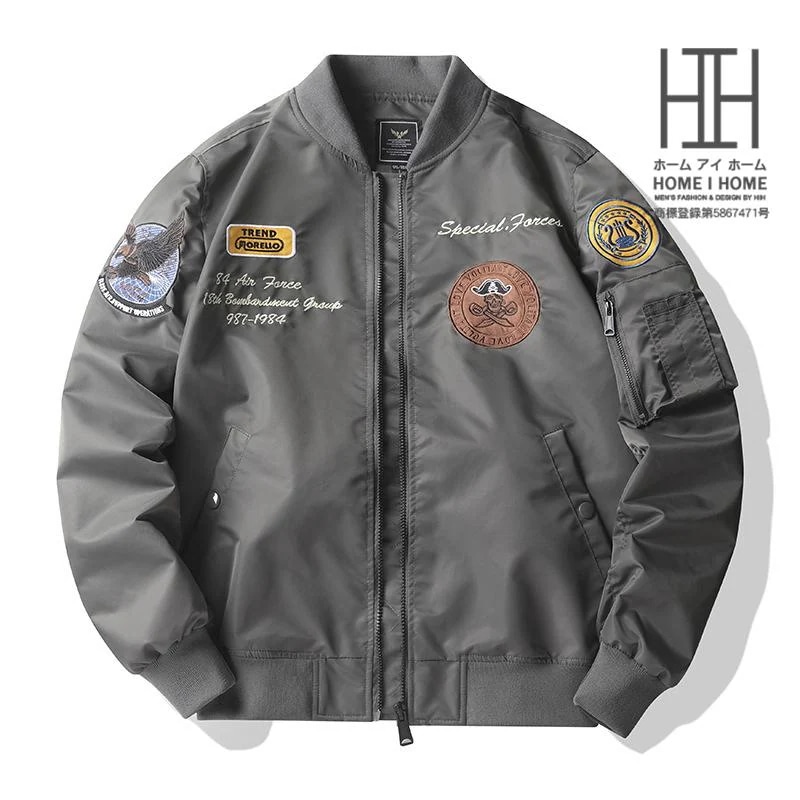 【急速出荷】メンズ MA1 ミリタリージャケット ワッペン 中綿コート ロゴ 刺しゅう おしゃれ カッコイイ バイク フライトジャケット 中綿入り 中綿なし ブルゾン