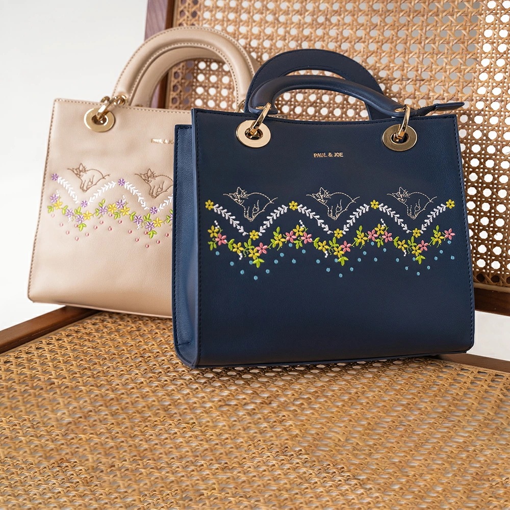 ポール＆ジョー ハンドバッグ レディース ブランド 革 2WAY ショルダーバッグ キャット刺繍 PAUL & JOE ACCESSOIRES PJA-B907 （ショルダー付き） ポールアンドジョー