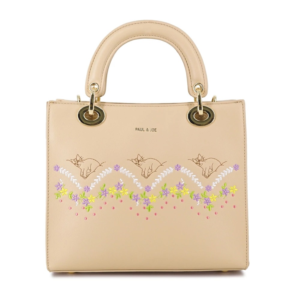 ポール＆ジョー ハンドバッグ レディース ブランド 革 2WAY ショルダーバッグ キャット刺繍 PAUL & JOE ACCESSOIRES PJA-B907 （ショルダー付き） ポールアンドジョー