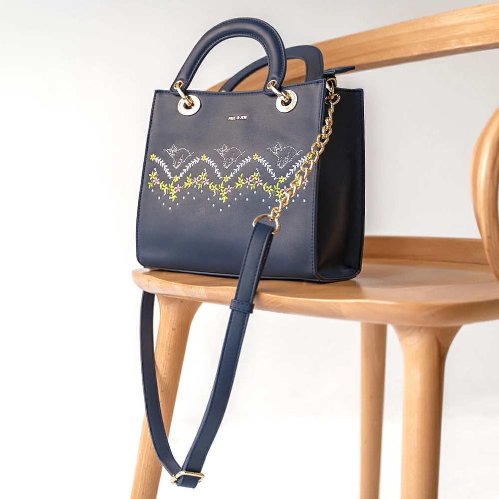 ポール＆ジョー ハンドバッグ レディース ブランド 革 2WAY ショルダーバッグ キャット刺繍 PAUL & JOE ACCESSOIRES PJA-B907 （ショルダー付き） ポールアンドジョー