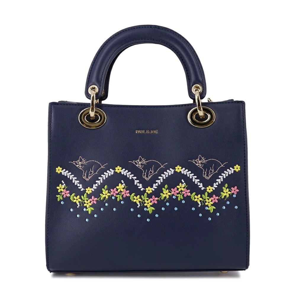 ポール＆ジョー ハンドバッグ レディース ブランド 革 2WAY ショルダーバッグ キャット刺繍 PAUL & JOE ACCESSOIRES PJA-B907 （ショルダー付き） ポールアンドジョー