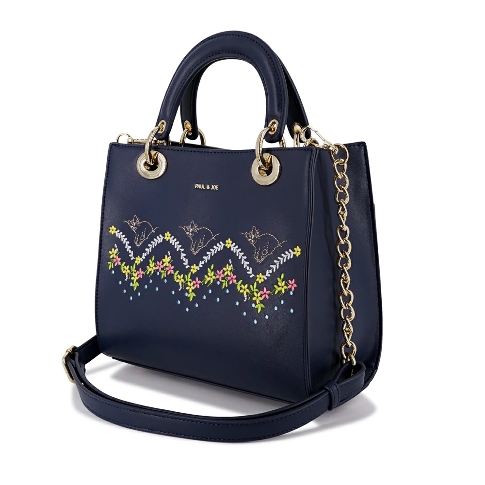 ポール＆ジョー ハンドバッグ レディース ブランド 革 2WAY ショルダーバッグ キャット刺繍 PAUL & JOE ACCESSOIRES PJA-B907 （ショルダー付き） ポールアンドジョー