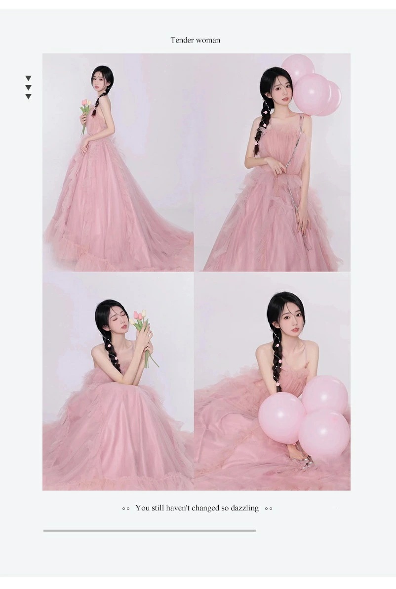 「超お得」ウェディングドレス ピンク レディースドレス 高級感 スウィート プリンセス風 花嫁ドレス ロングドレス チュールスカート 森系 姫系 披露宴 撮影 前撮り 成人式 結婚式 礼服 キャミソー