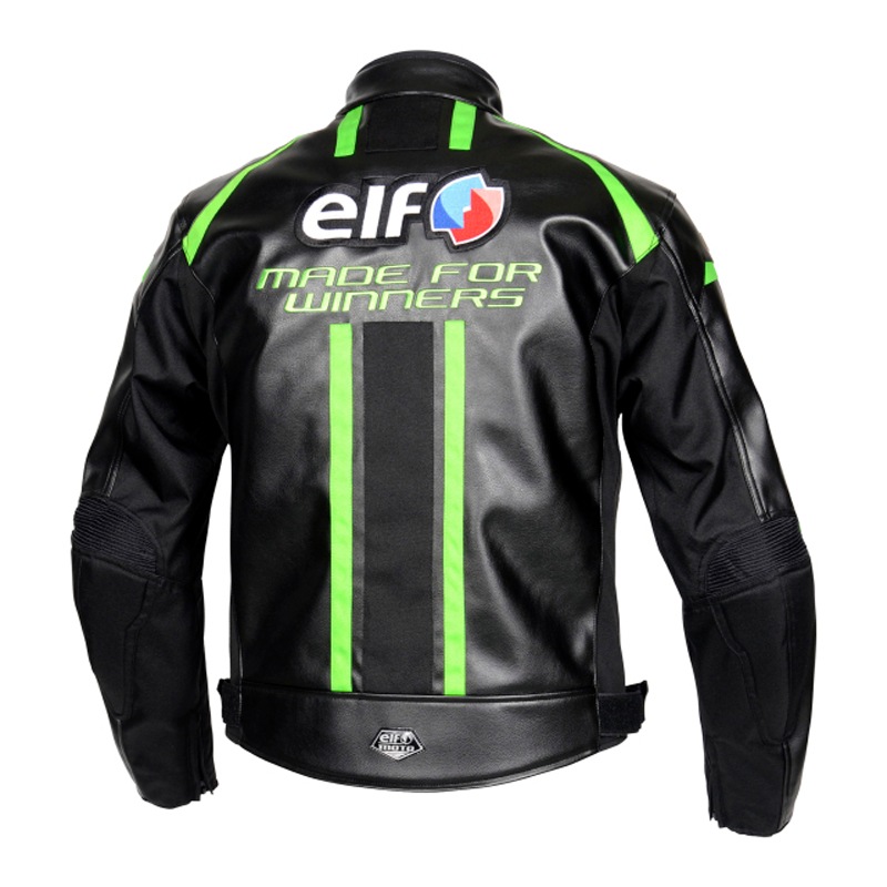 エルフ Elf エボルツィオーネPUレザージャケット ブラック＆グリーン EJ-W108-BG-S バイク用 S