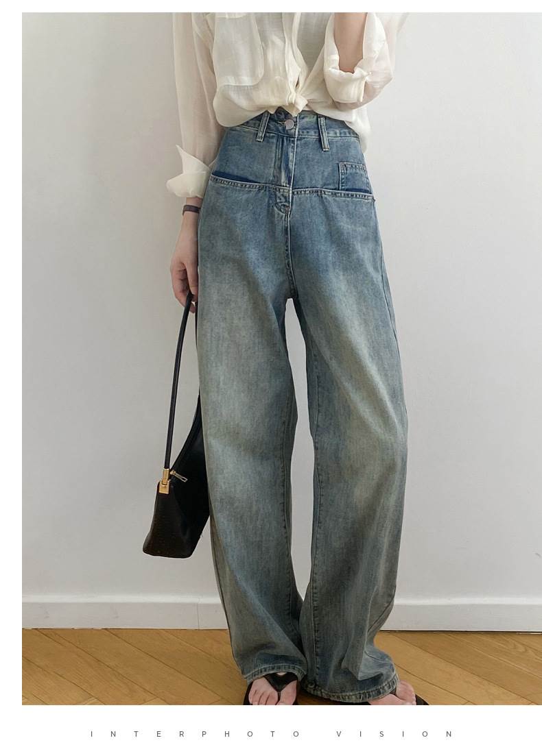 ボトムス レディース デニムパンツ ジーンズ ジーパン Gパン ワイドパンツ ビッグポケット ストレート ハイウエスト 大人可愛い シンプル カジュアル おしゃれ お洒落 かっこいい こなれ感 ラフ