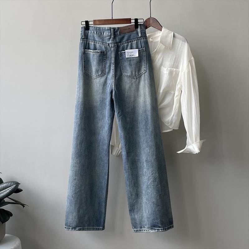 ボトムス レディース デニムパンツ ジーンズ ジーパン Gパン ワイドパンツ ビッグポケット ストレート ハイウエスト 大人可愛い シンプル カジュアル おしゃれ お洒落 かっこいい こなれ感 ラフ