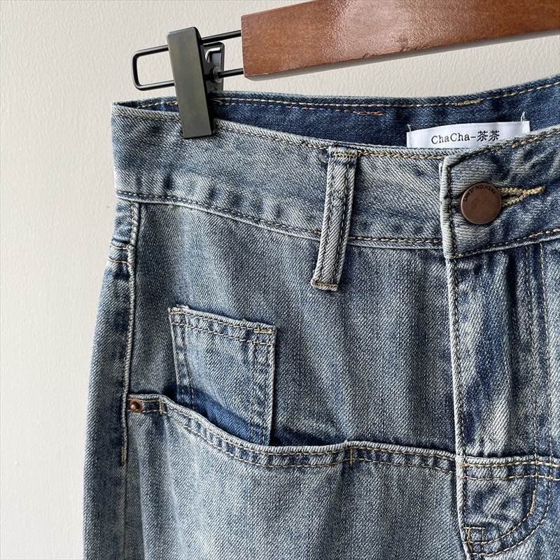 ボトムス レディース デニムパンツ ジーンズ ジーパン Gパン ワイドパンツ ビッグポケット ストレート ハイウエスト 大人可愛い シンプル カジュアル おしゃれ お洒落 かっこいい こなれ感 ラフ