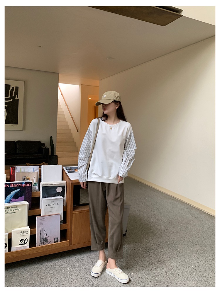 トップス レディース トレーナー ドッキング シャツ 韓国 ニット ストライプ 可愛い ベスト サマー ベスト 春 夏 秋 冬 ベスト おしゃれ ニットベスト 着回し トップス 体型カバー カットソー