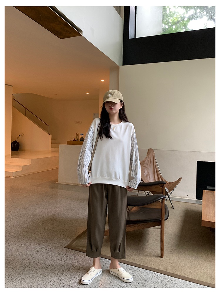 トップス レディース トレーナー ドッキング シャツ 韓国 ニット ストライプ 可愛い ベスト サマー ベスト 春 夏 秋 冬 ベスト おしゃれ ニットベスト 着回し トップス 体型カバー カットソー