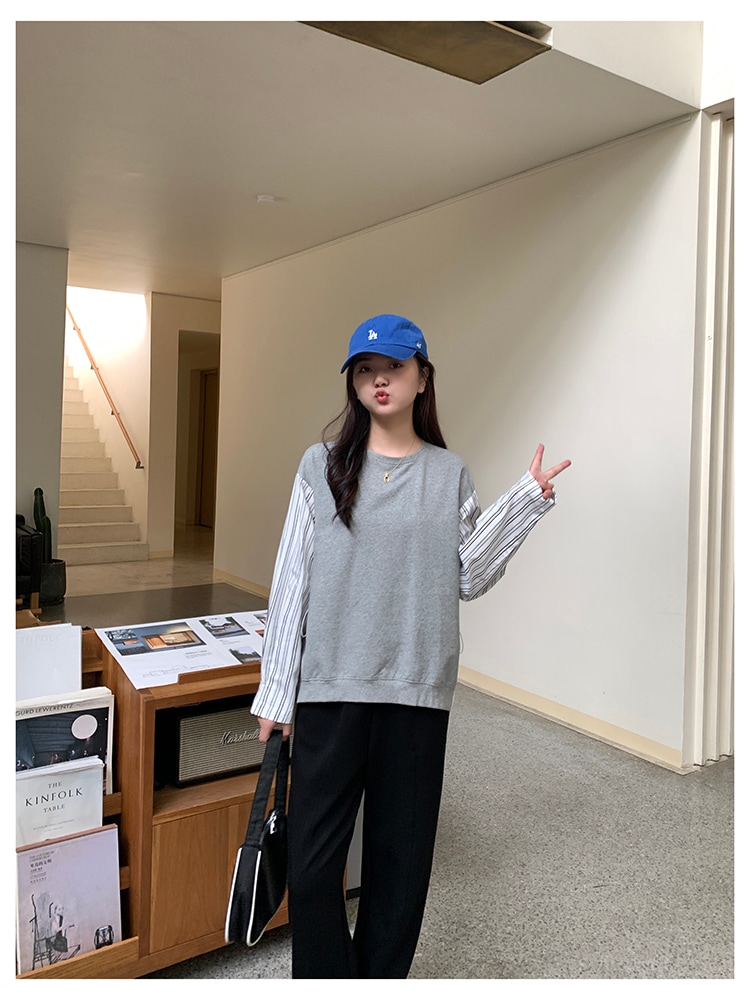 トップス レディース トレーナー ドッキング シャツ 韓国 ニット ストライプ 可愛い ベスト サマー ベスト 春 夏 秋 冬 ベスト おしゃれ ニットベスト 着回し トップス 体型カバー カットソー