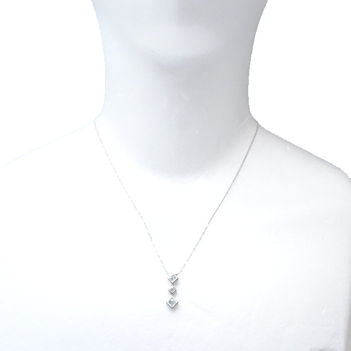ネックレス ブルーダイヤモンド0.25ct 最長45cm K18WG ホワイトゴールド / 74608【中古】