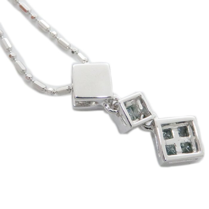 ネックレス ブルーダイヤモンド0.25ct 最長45cm K18WG ホワイトゴールド / 74608【中古】