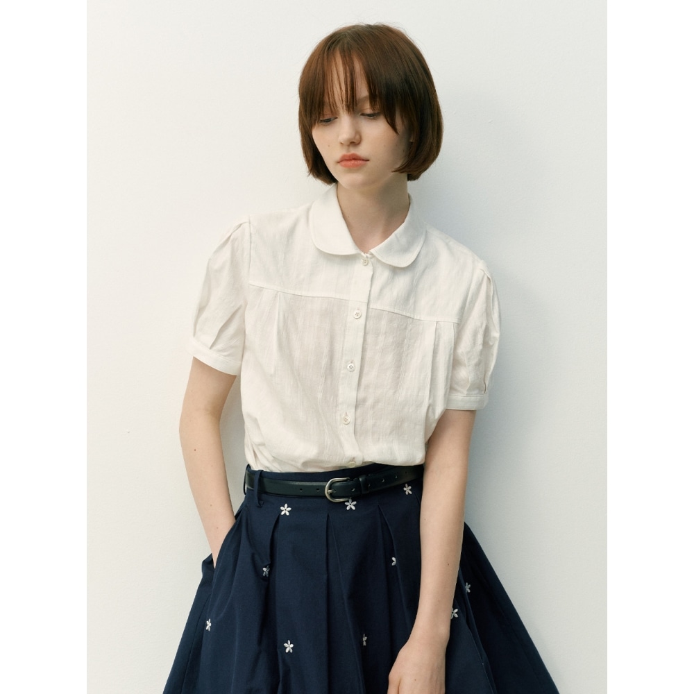 AND YOU テリーガールラウンドカラーブラウス (ホワイト) AND YOU テリーガールラウンドカラーブラウス (ホワイト)