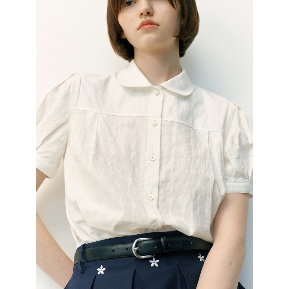 AND YOU テリーガールラウンドカラーブラウス (ホワイト) AND YOU テリーガールラウンドカラーブラウス (ホワイト)