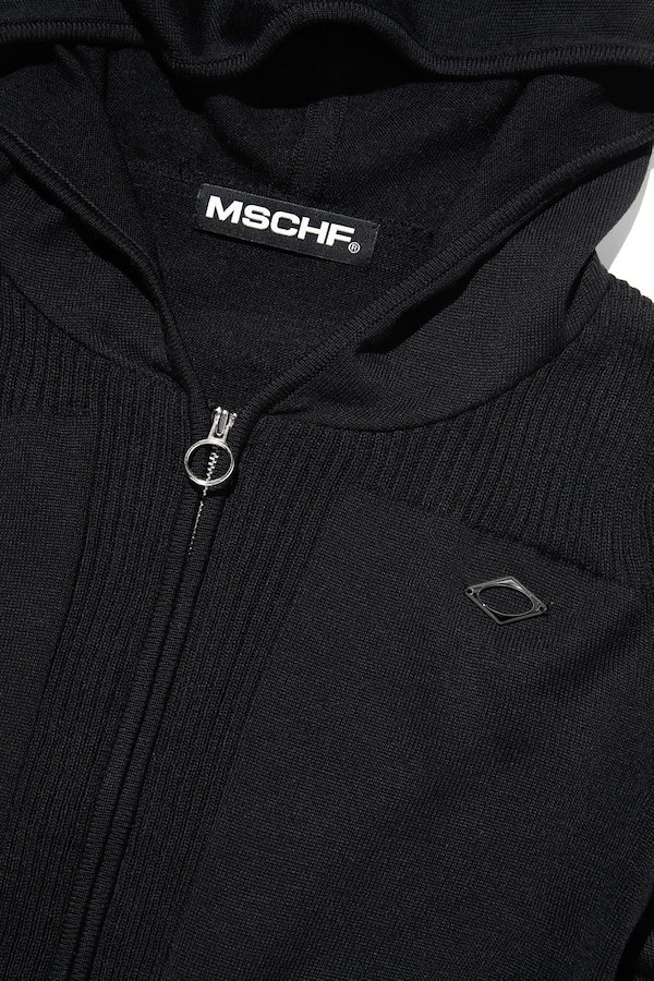 MISCHIEF】 RHOMBUS KNIT HOODIE : BLACK