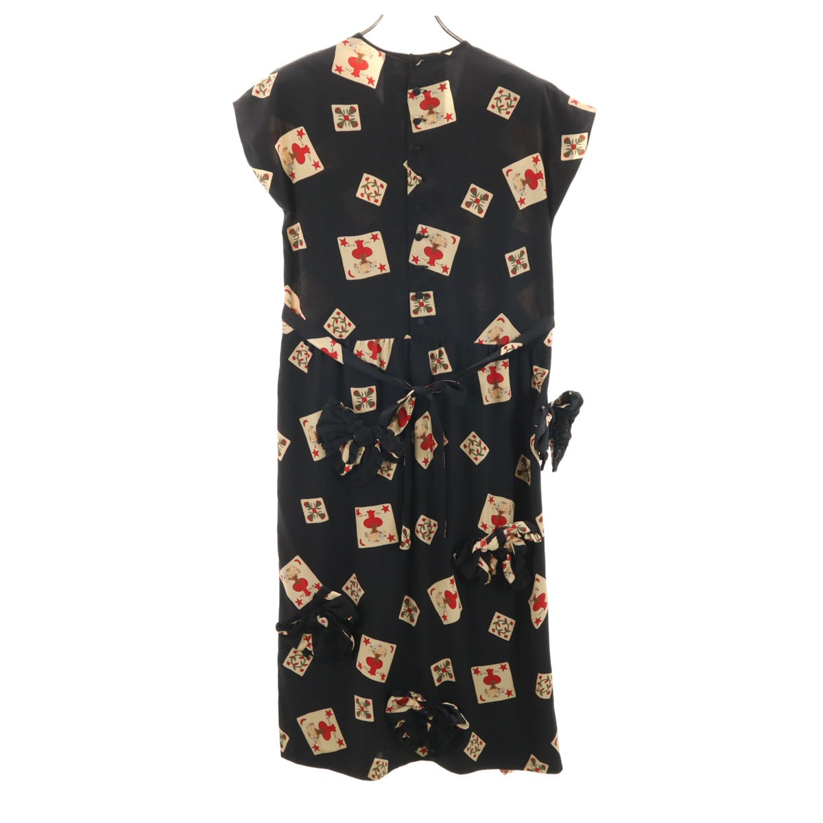 花柄 フレンチスリーブ ワンピース ブラック レディース 古着 花柄 フレンチスリーブ ワンピース ブラック レディース 古着