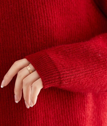 春 外国風 赤い セーター ルーズ 薄い デザイン センス ジッパー スタイル ニット セーター 女性 レッド M L XL XXL トップス セーター 袖あり かわいい 大人可愛い きれいめ