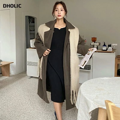 人気即納 DHOLIC : ウール混キルト裏地ダブルボタンコート全2 : レディース服 国産即納