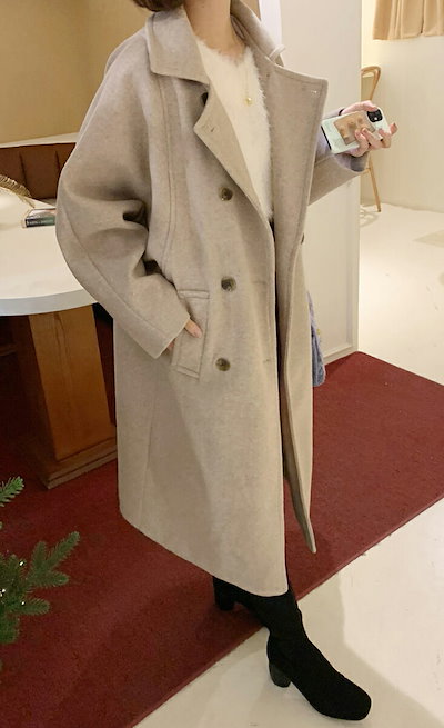 人気即納 DHOLIC : ウール混キルト裏地ダブルボタンコート全2 : レディース服 国産即納