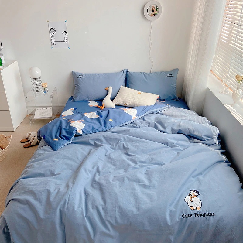 布団布団セットウォッシュドコットン4点セットかわいいキルトカバー純綿ベッド純綿裸睡眠ホーム刺繍寝具3点セット 布団布団セットウォッシュドコットン4点セットかわいいキルトカバー純綿ベッド純綿裸睡眠ホーム刺繍寝具3点セット