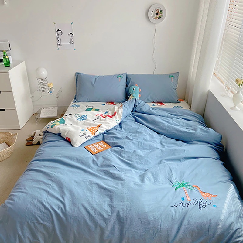 布団布団セットウォッシュドコットン4点セットかわいいキルトカバー純綿ベッド純綿裸睡眠ホーム刺繍寝具3点セット 布団布団セットウォッシュドコットン4点セットかわいいキルトカバー純綿ベッド純綿裸睡眠ホーム刺繍寝具3点セット