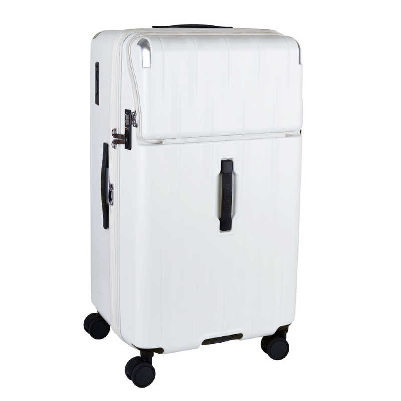 トラベリスト　トップオープン キャスターストッパー 拡張機能付きスーツケース 超大容量 LLサイズ 縦長キャリー レスト ［TSAロック搭載］ マットホワイト　76-25219