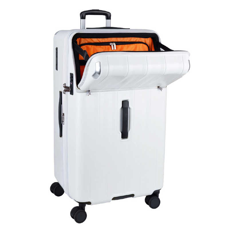 トラベリスト　トップオープン キャスターストッパー 拡張機能付きスーツケース 超大容量 LLサイズ 縦長キャリー レスト ［TSAロック搭載］ マットホワイト　76-25219