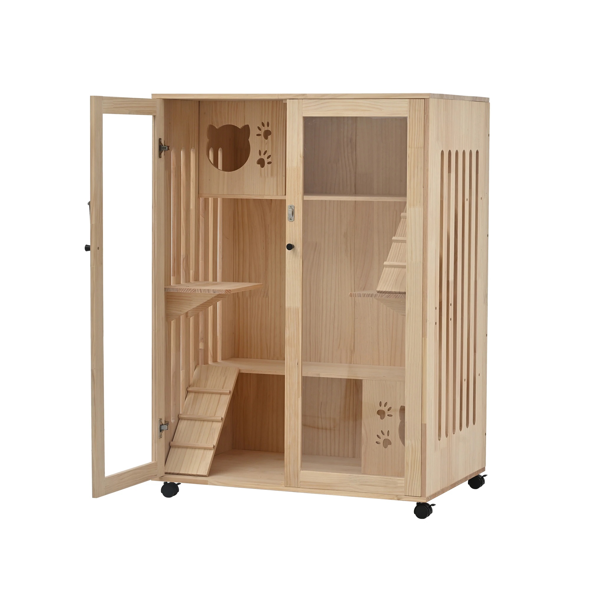 【国内即日発送】猫 ケージ キャットケージ 3段 木製フレーム 広々 大型 猫ゲージ おしゃれ キャットハウス ネコ ハウス 多段 留守番 保護 脱走防止 多頭飼い 多頭 ペットケージ