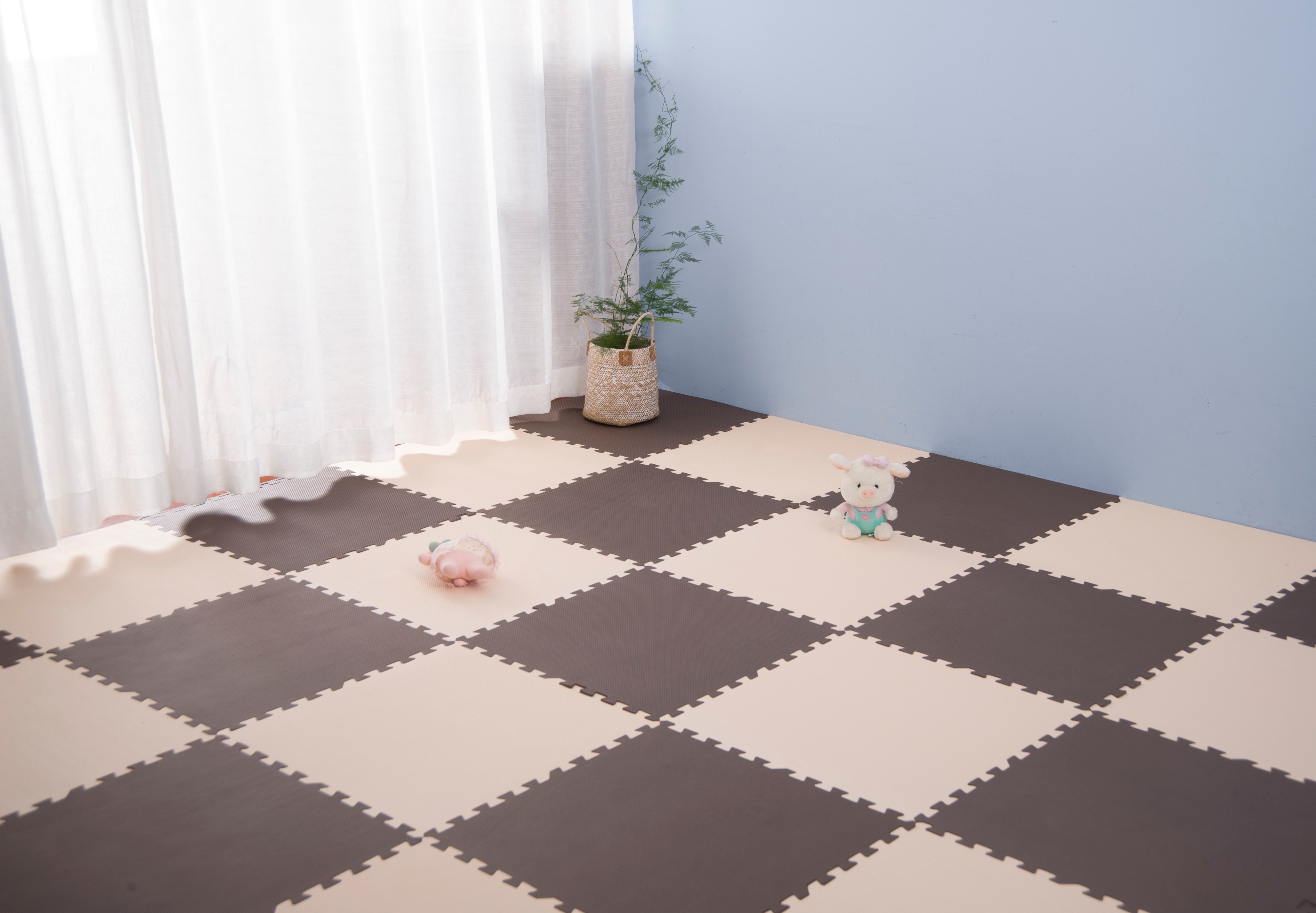 ジョイントマット 大判60cm 3畳 16枚 厚手 2cm おしゃれ EVA高品質 防音断熱 安心のノンホル 転倒防止 サイドパーツ付き【ブラウンベージュ】 ジョイントマット 大判60cm 3畳 16枚 厚手 2cm おしゃれ EVA高品質 防音断熱 安心のノンホル 転倒防止 サイドパーツ付き【ブラウンベージュ】