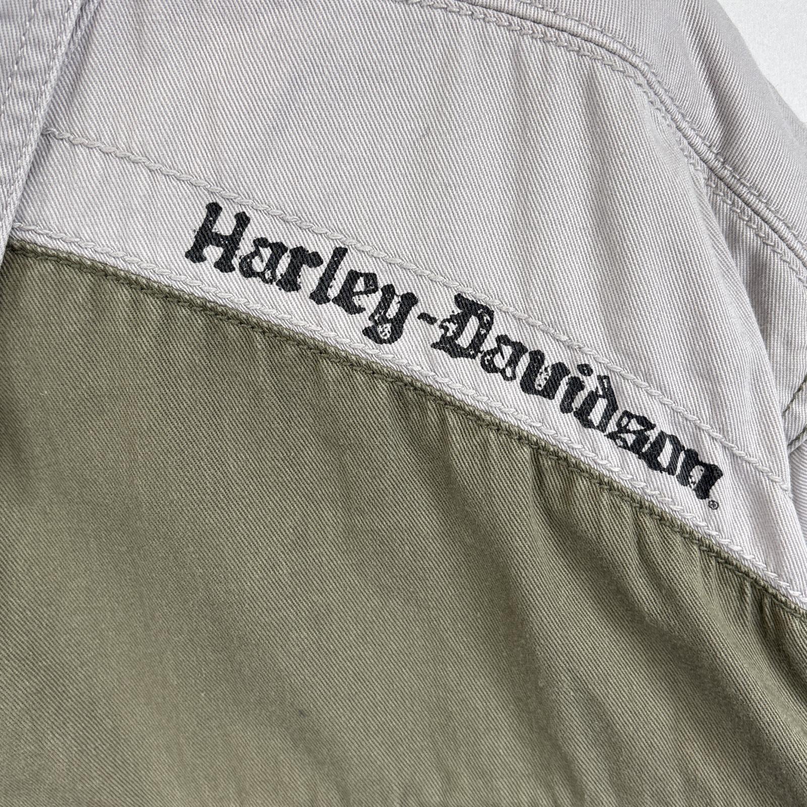 古着 半袖シャツ フラップポケ 両面 ロゴ プリント 厚手 3XL カーキ系 ツートン メンズ