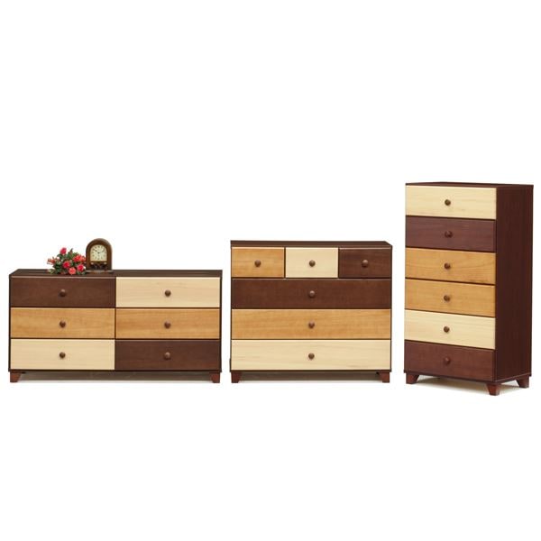 日本製 天然木 ハイチェスト ６段 60cm幅 ブラウン本体 完成品 チェスト タンス 衣類収納 引出し収納