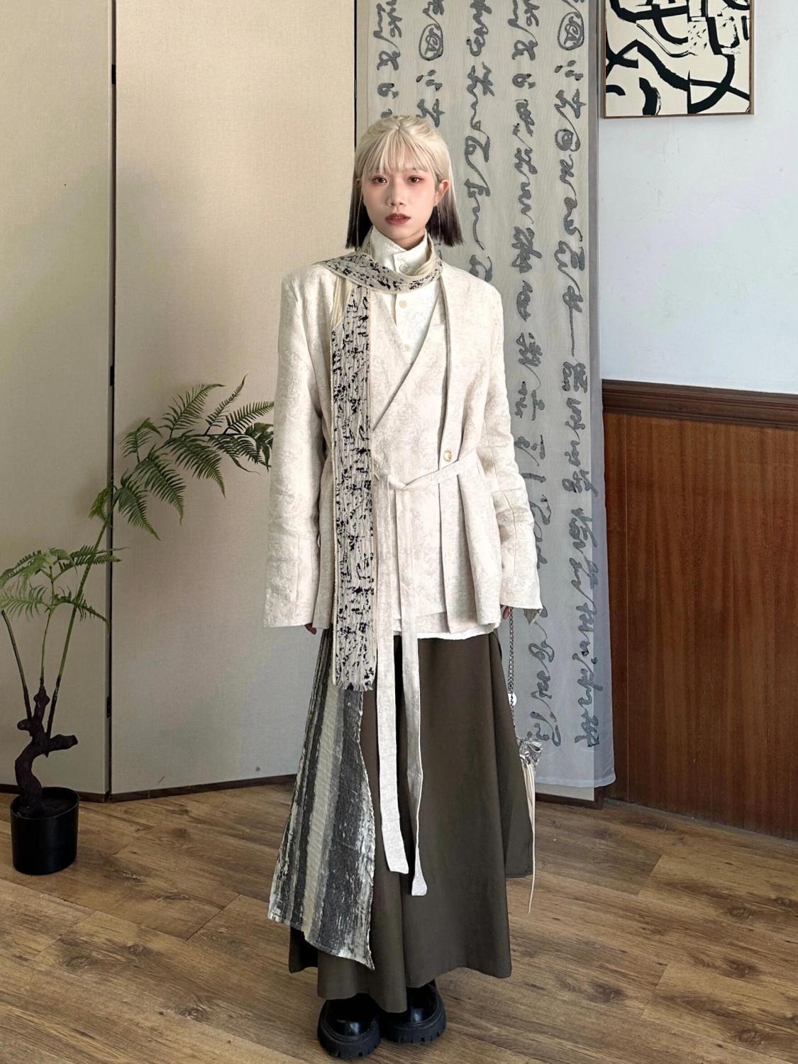 【3点セット】春秋新作中国風ニッチジャガードスーツジャケットシャツキュロットメンズ・レディース男女兼用スーツ