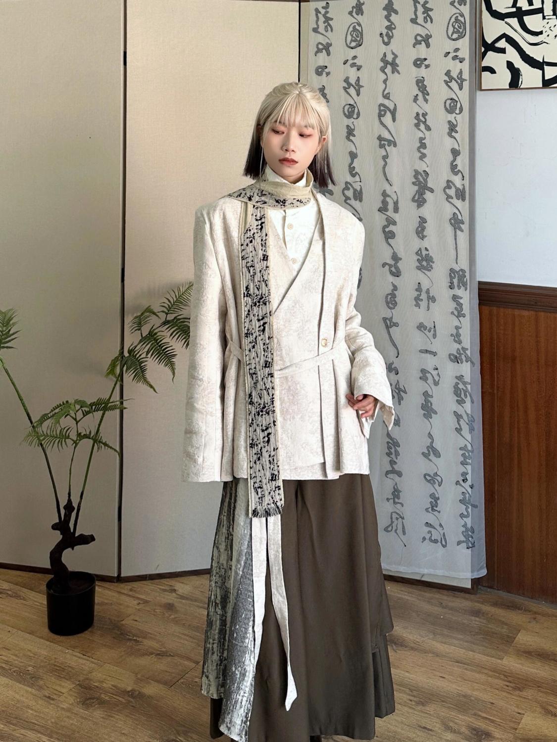 【3点セット】春秋新作中国風ニッチジャガードスーツジャケットシャツキュロットメンズ・レディース男女兼用スーツ