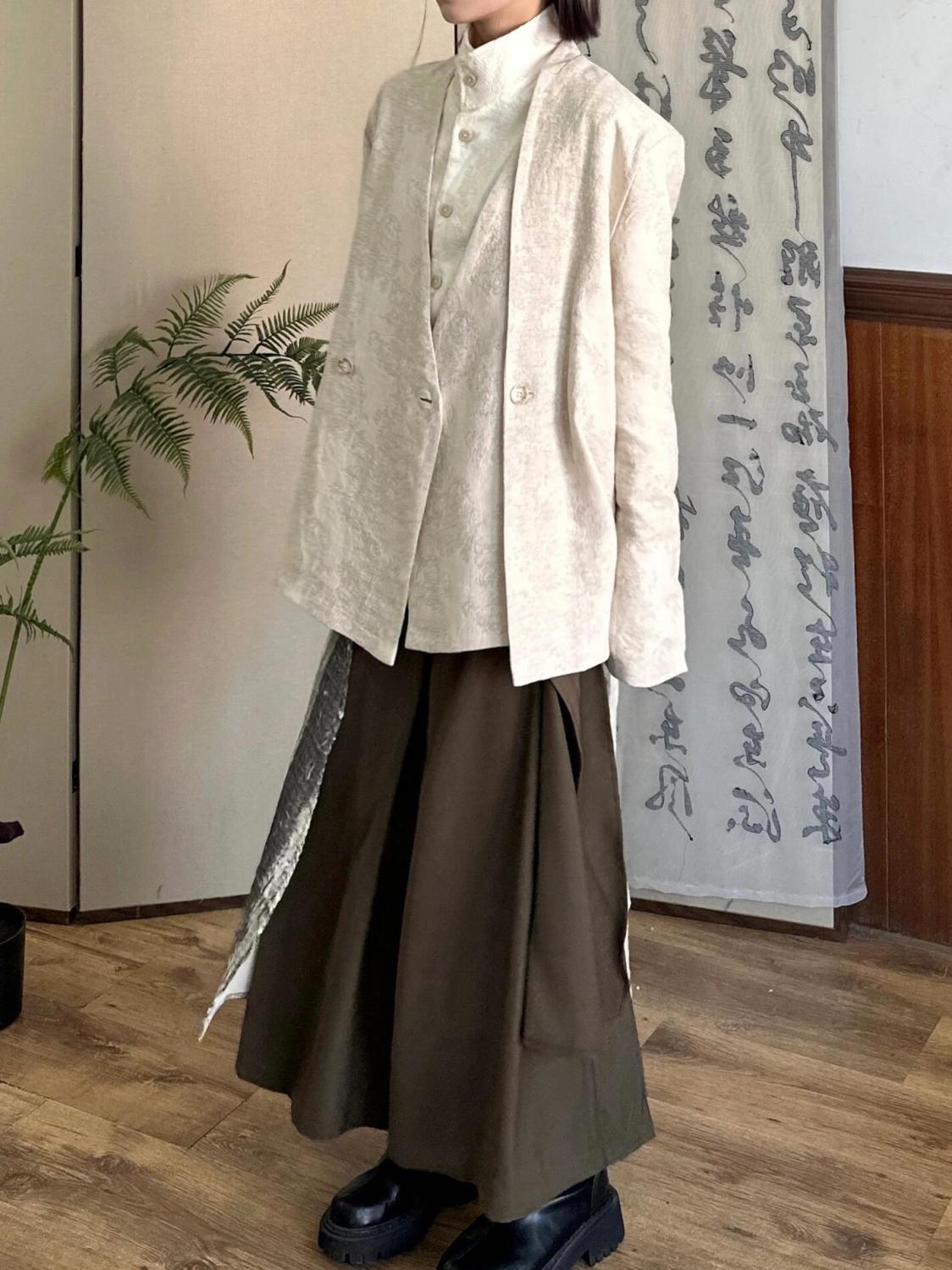 【3点セット】春秋新作中国風ニッチジャガードスーツジャケットシャツキュロットメンズ・レディース男女兼用スーツ