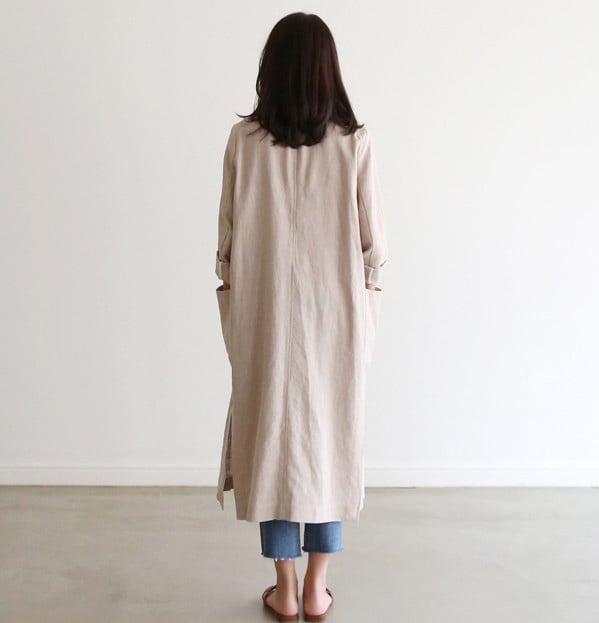 テーラードジャケット アウター 上着 ロングジャケット 膝下丈 チュニック丈 ミモレ丈 ロング丈 無地 襟付き シングルブレスト スリット入り 体型カバー 可愛い かわいい きれいめ 大人 lout0