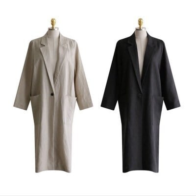 テーラードジャケット アウター 上着 ロングジャケット 膝下丈 チュニック丈 ミモレ丈 ロング丈 無地 襟付き シングルブレスト スリット入り 体型カバー 可愛い かわいい きれいめ 大人 lout0